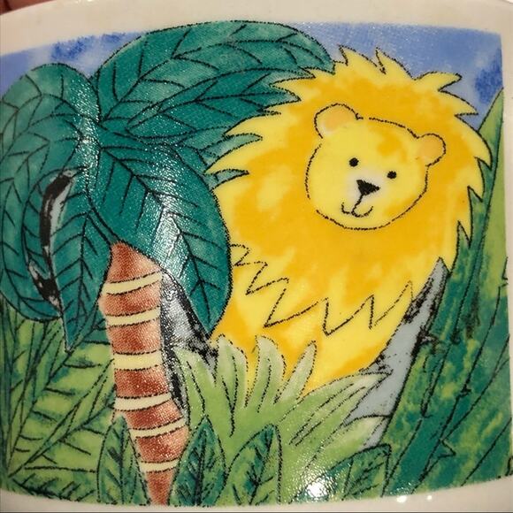 RETRONEU Everyday JUNGLE KIDS 2 Pc Stoneware Dining Set Double Handle Mug + Bowl - Picture 3 of 11